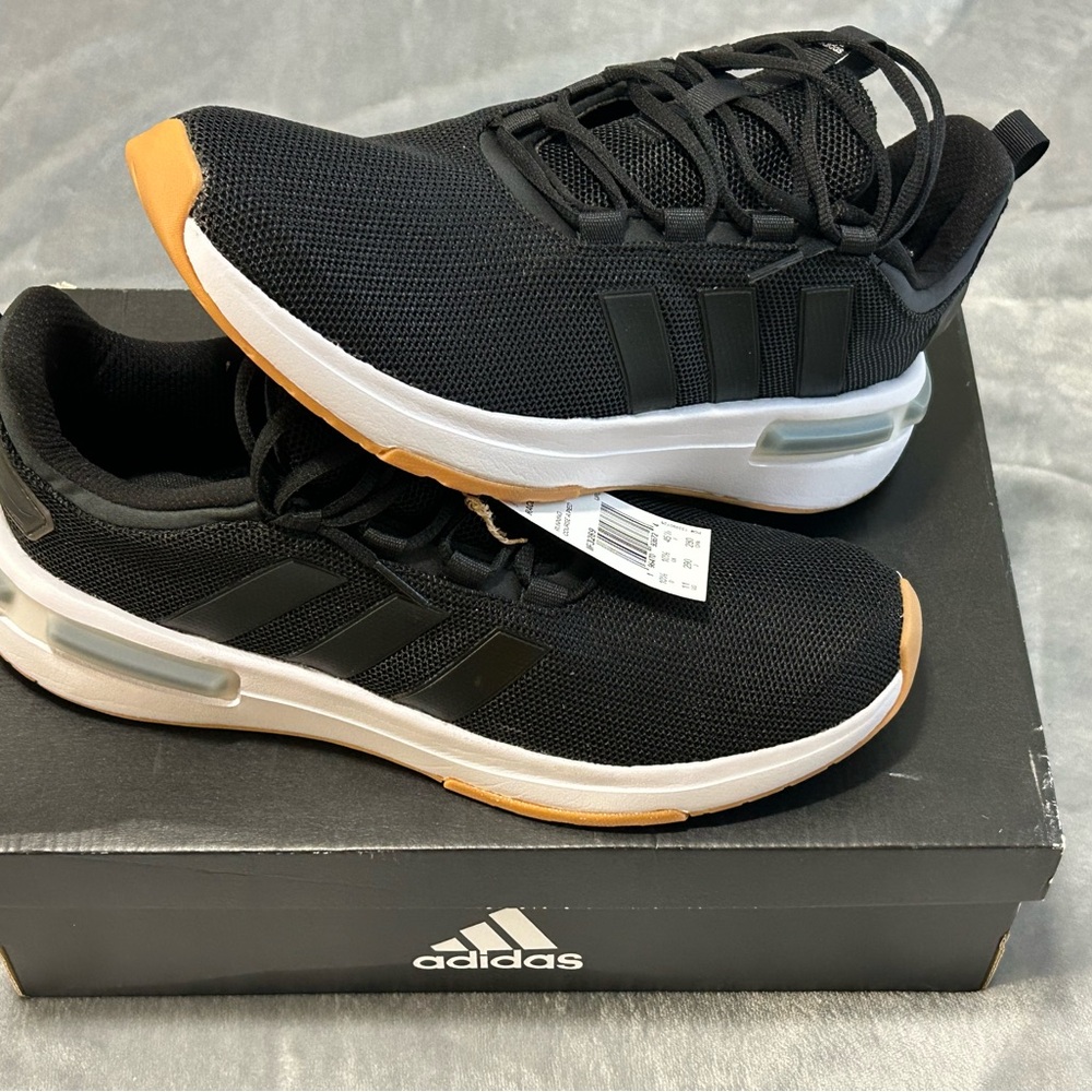 Adidas Black and Orange Athletic Shoes with Sock-Like Fit